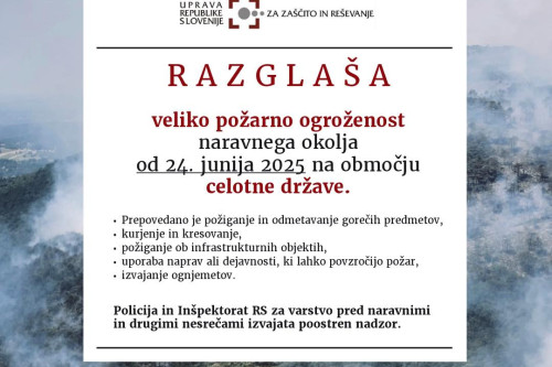 Razglašena velika požarna ogroženost gasilska zveza medvode